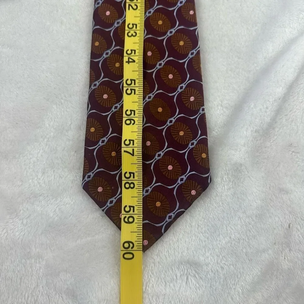 Robert Talbott Handsewn 100%‎ Silk Necktie Retro Mod Print Dark Jewel Tone